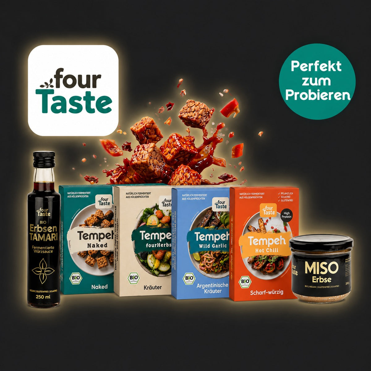 fourTaste Bio-Tempeh, Erbsen-Tamari und Miso — Kooperation mit NVSINO