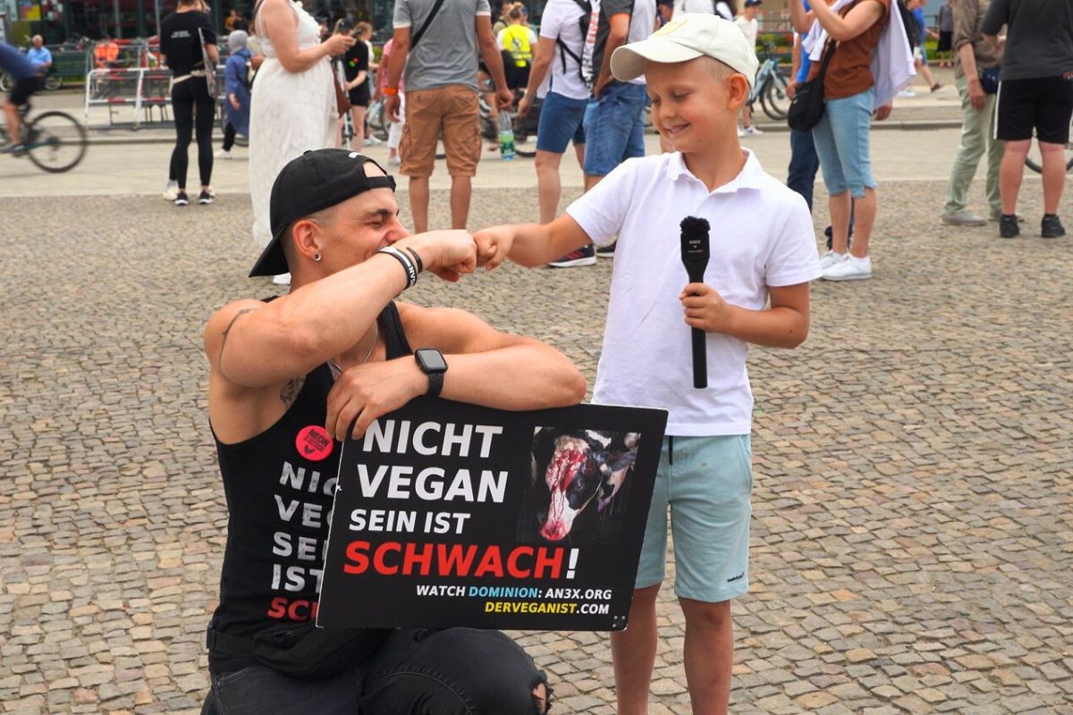 Vegane Kinder Der Veganist Veganismus Plakat Straßenaktion