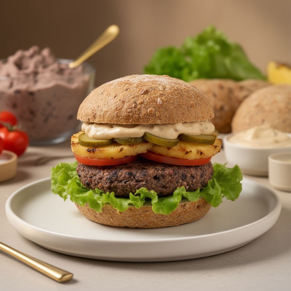 Veganer_Burger_vegan_Beef_Burger_Bohnen