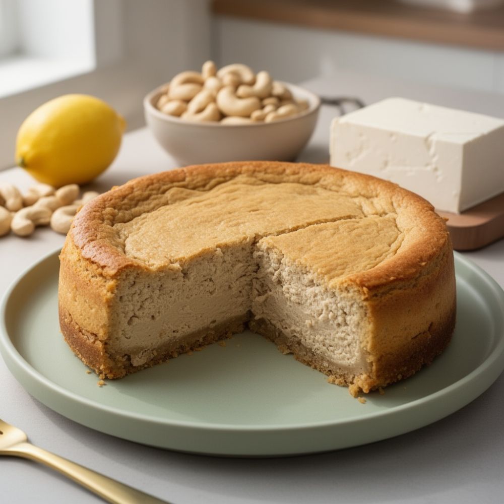 Veganer_Protein_Kaesekuchen_vegan_Cheesecake