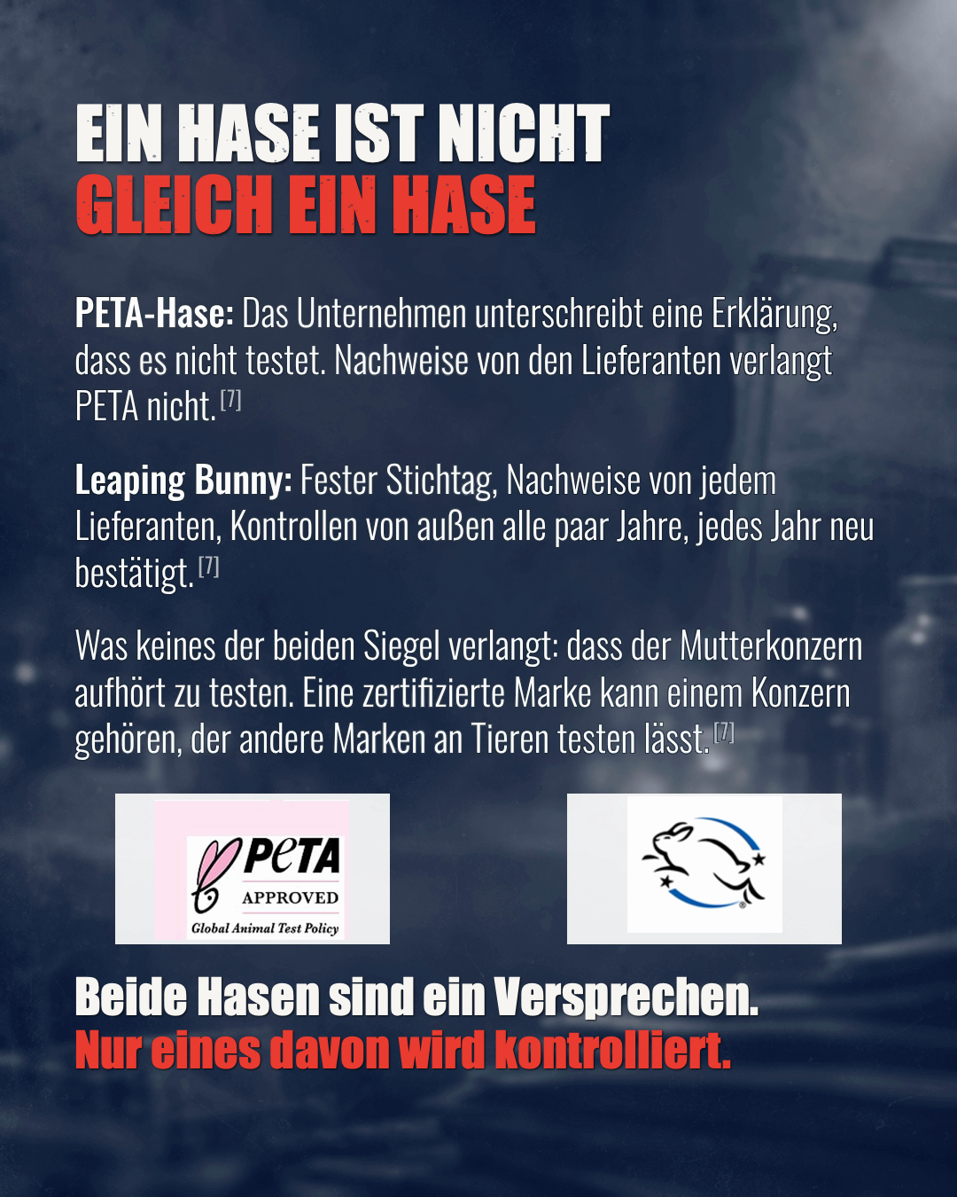 Slide 4 of 14: not every bunny is the same: the PETA bunny and Leaping Bunny compared, with both logos, only one of the labels is audited